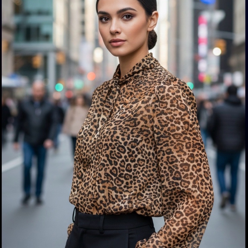 Rachel Zoe women’s Leopard Animal Print blouse size s